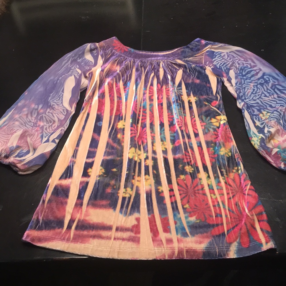 Girls dress. Soft Velour with sheer sleeves